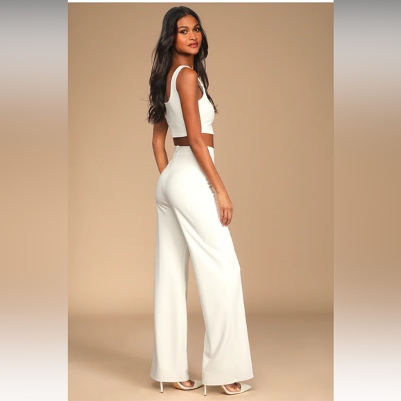 Only Tonight Ivory Two-Piece Wide-Leg Jumpsuit - Picture 2 of 5